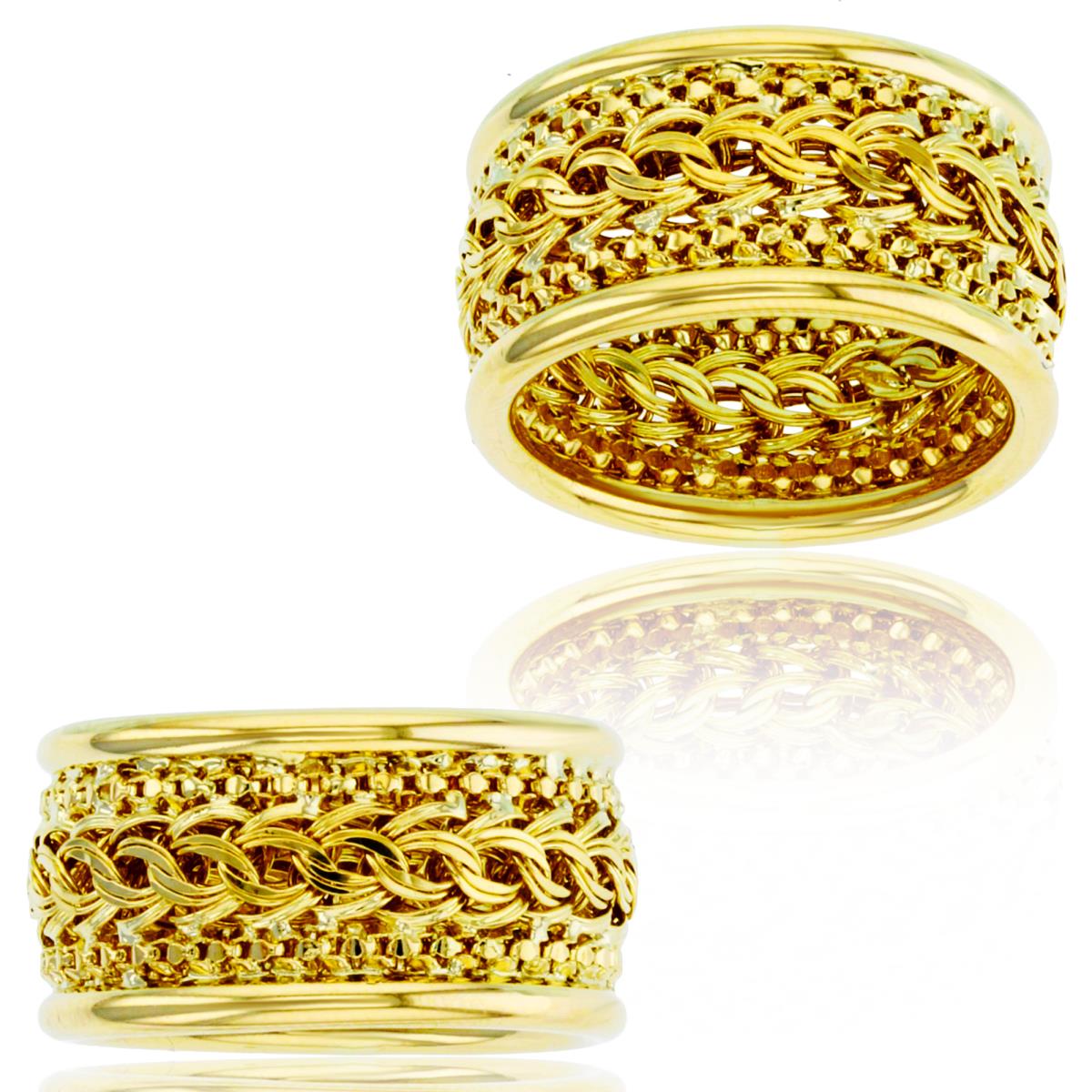 14K Yellow Gold Polished & Textured Band