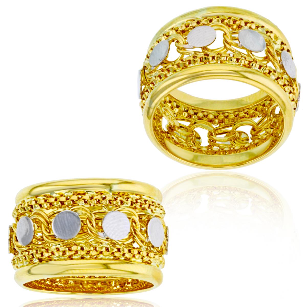 14K Yellow Gold Polished & Textured Band 