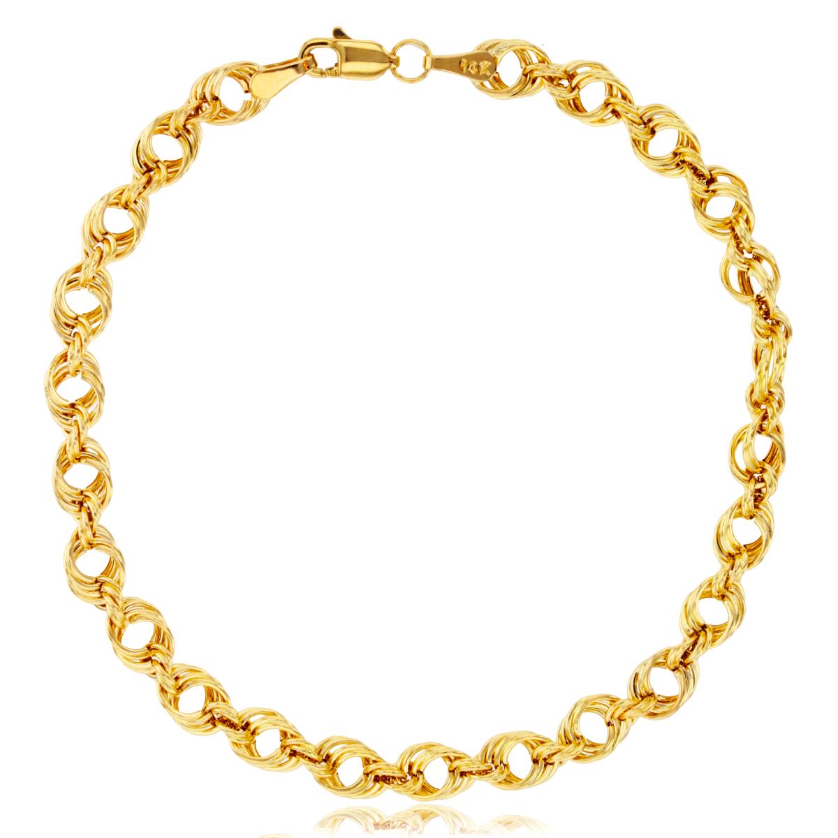 14K Yellow Gold 5mm Rope 7.5" Chain Bracelet