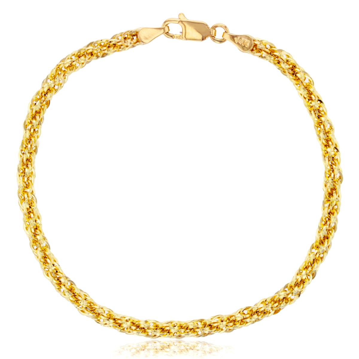 14K Yellow Gold 3.60mm Diamond Cut Rope 7.25" Bracelet