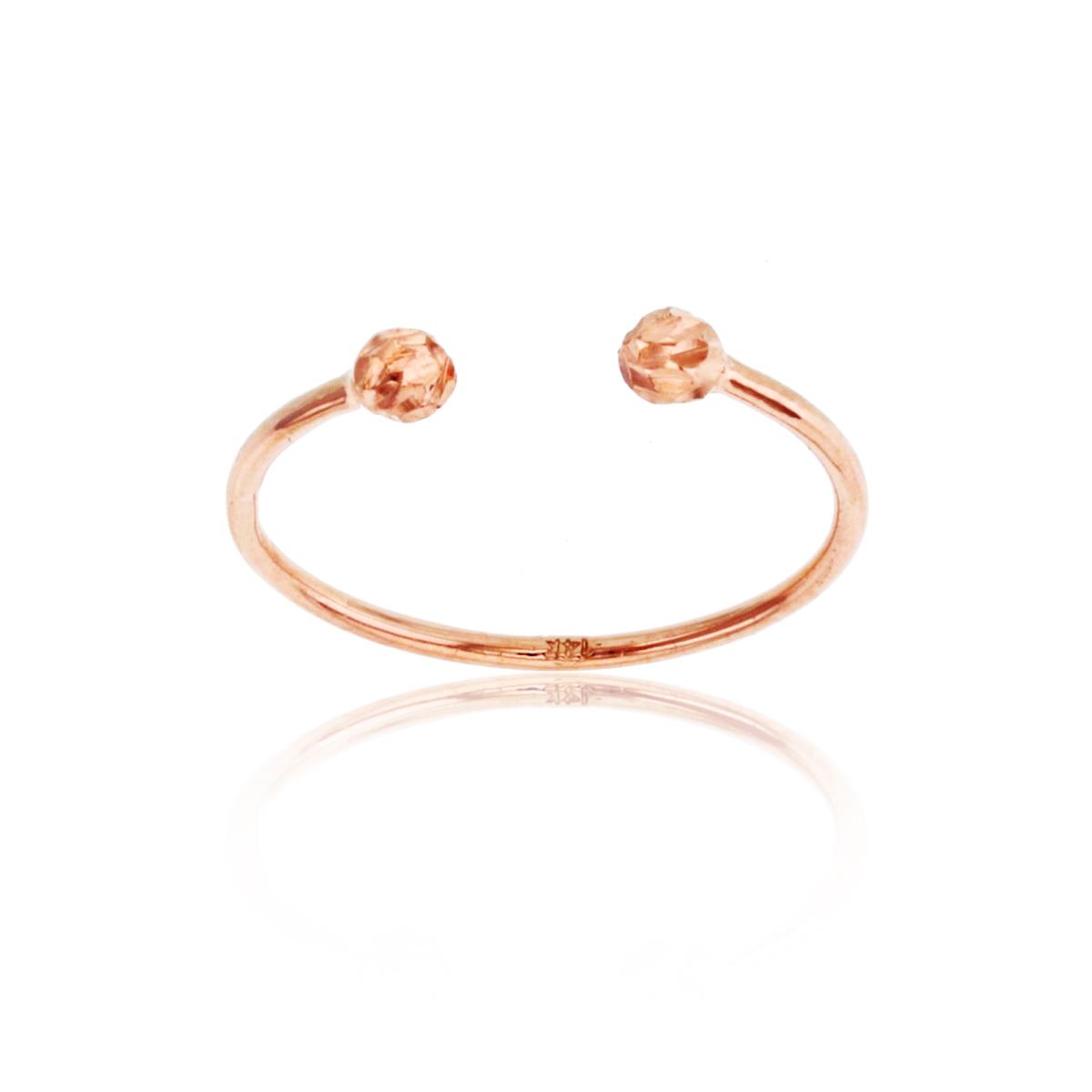 14K Rose Gold 3mm DC Beads on Adjustable Wire Ring