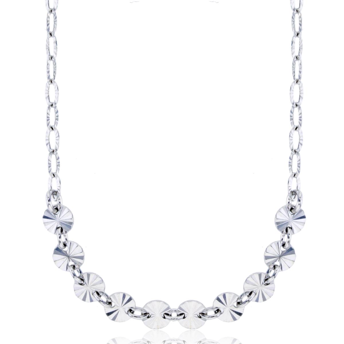 Sterling Silver Rhodium 4.40mm Diamond Cut Plates 18"+2" Necklace