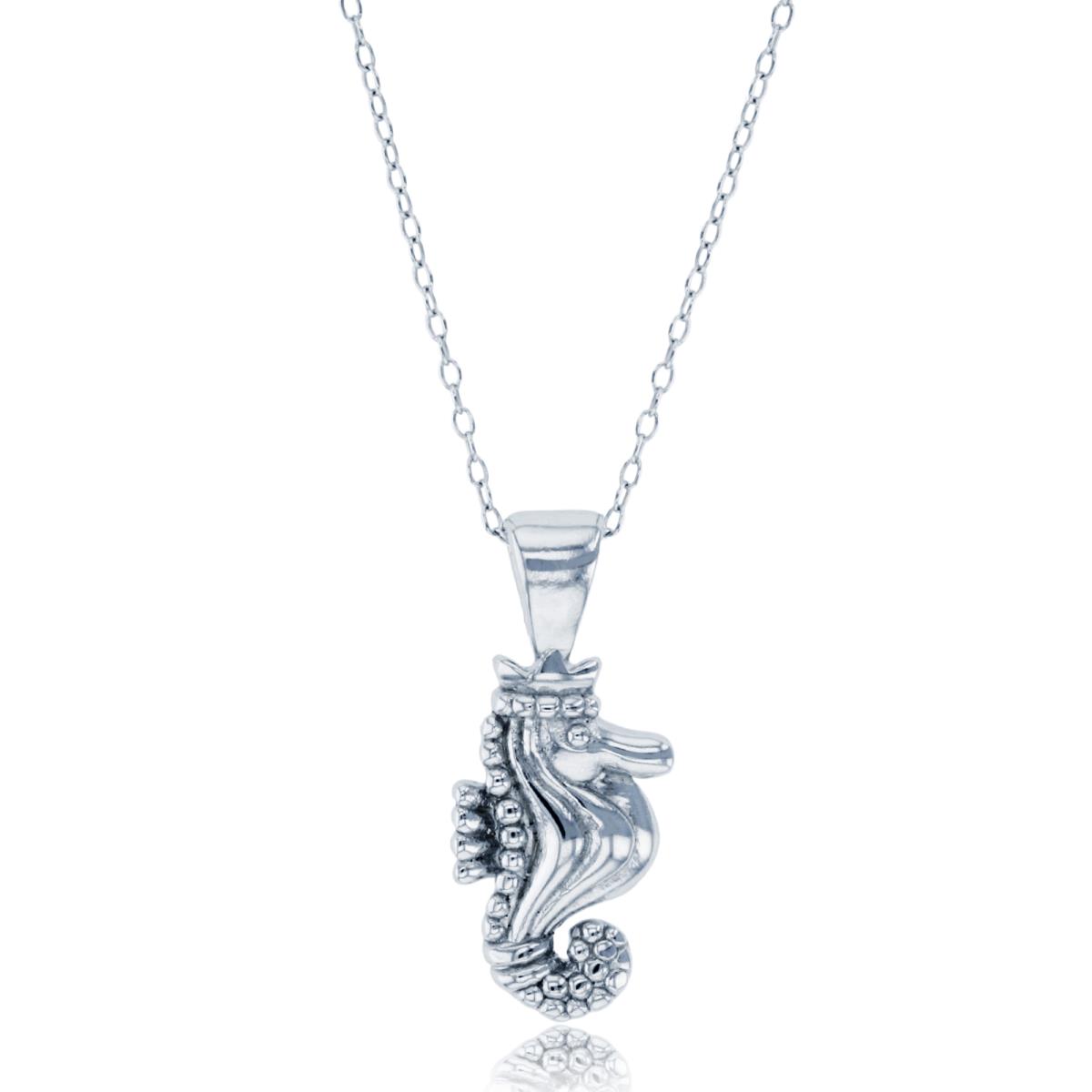 Sterling Silver Rhodium Seahorse 18" Necklace