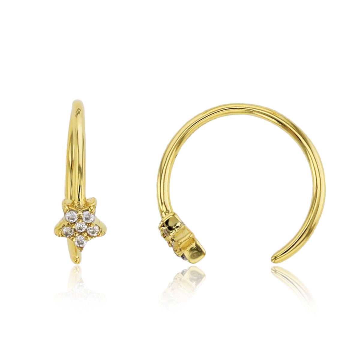 Sterling Silver Yellow Rnd CZ Star Huggie Earring