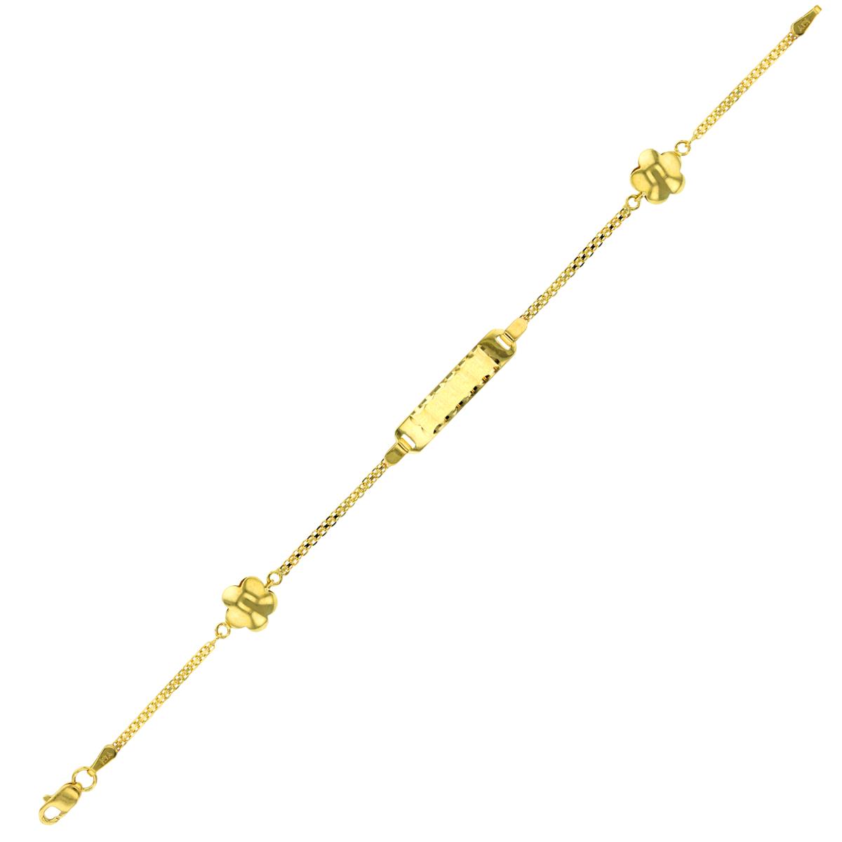 14K Yellow Gold 1.50mm Bismark Clover 6" DC Baby ID Bracelet