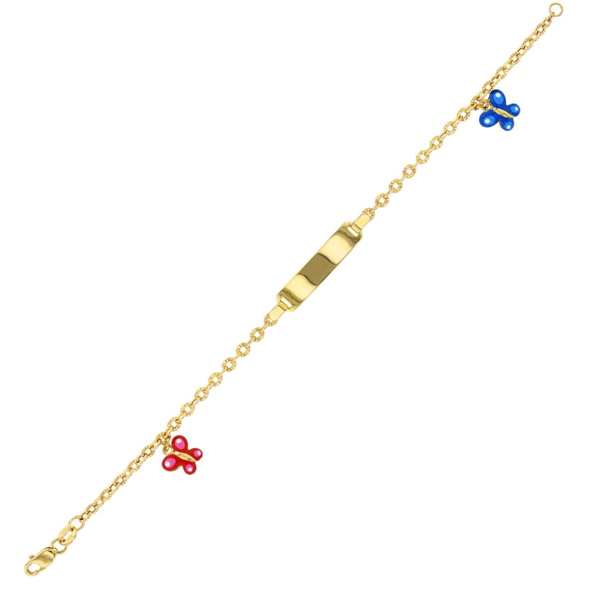 14K Yellow Gold Enamel Butterfly Charms 6" DC Baby ID Bracelet