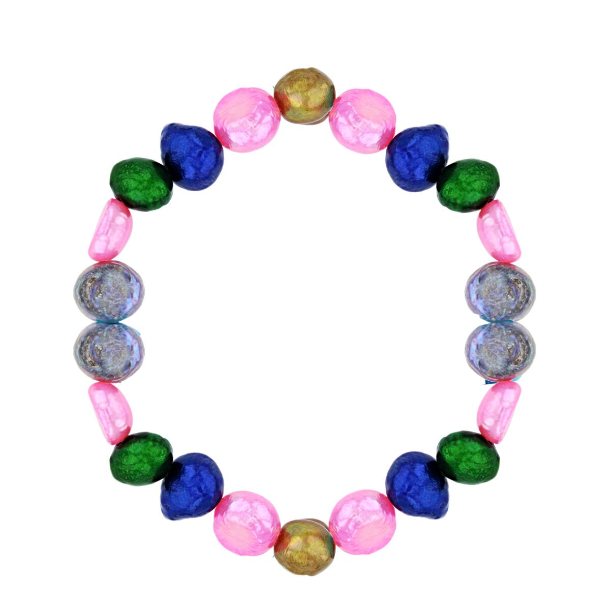 8-9mm Multi Color Baroque Fresh Water Pearls Stretch Bracelet