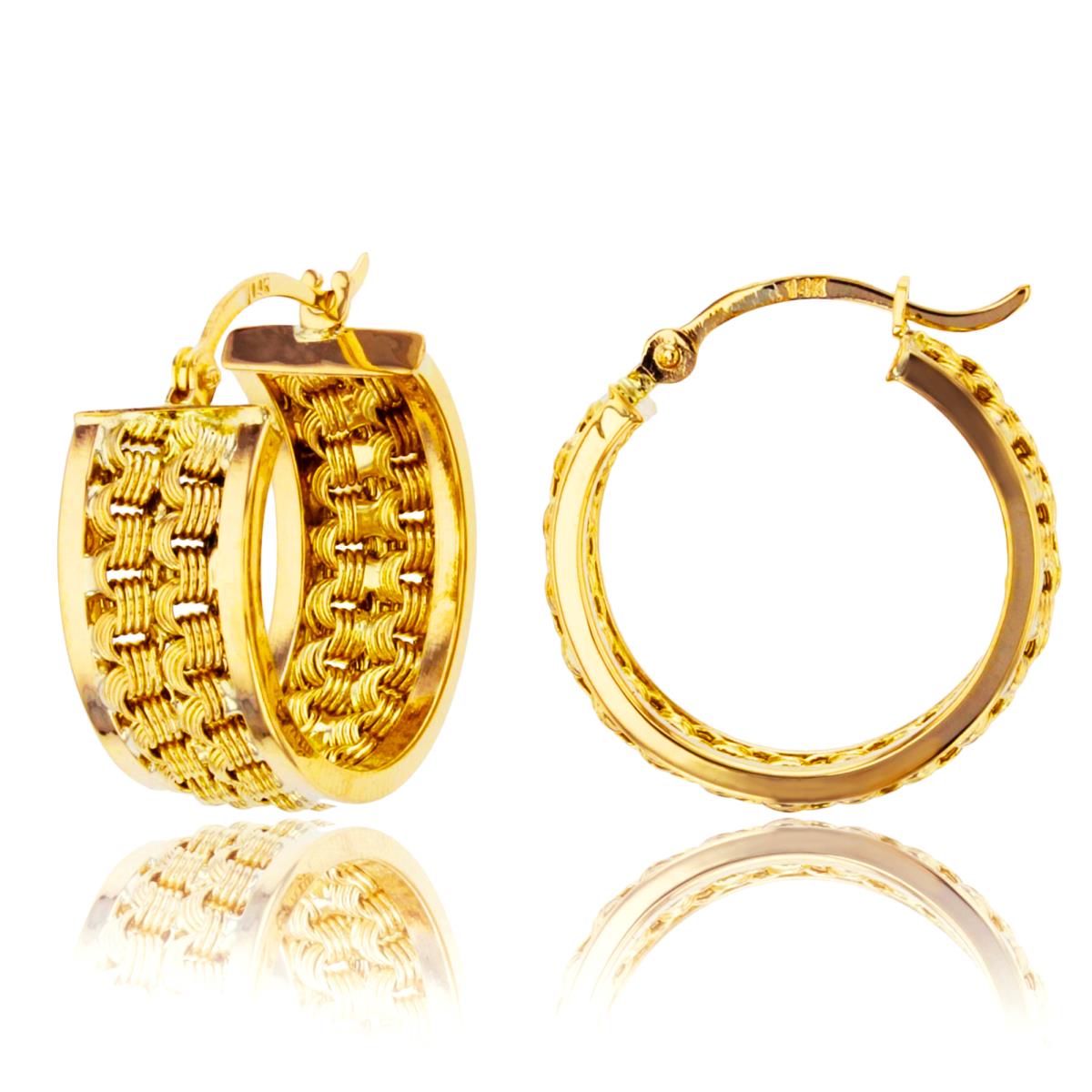 10K Yellow Gold Polished/Textured 20X8mm Huggie Earrings