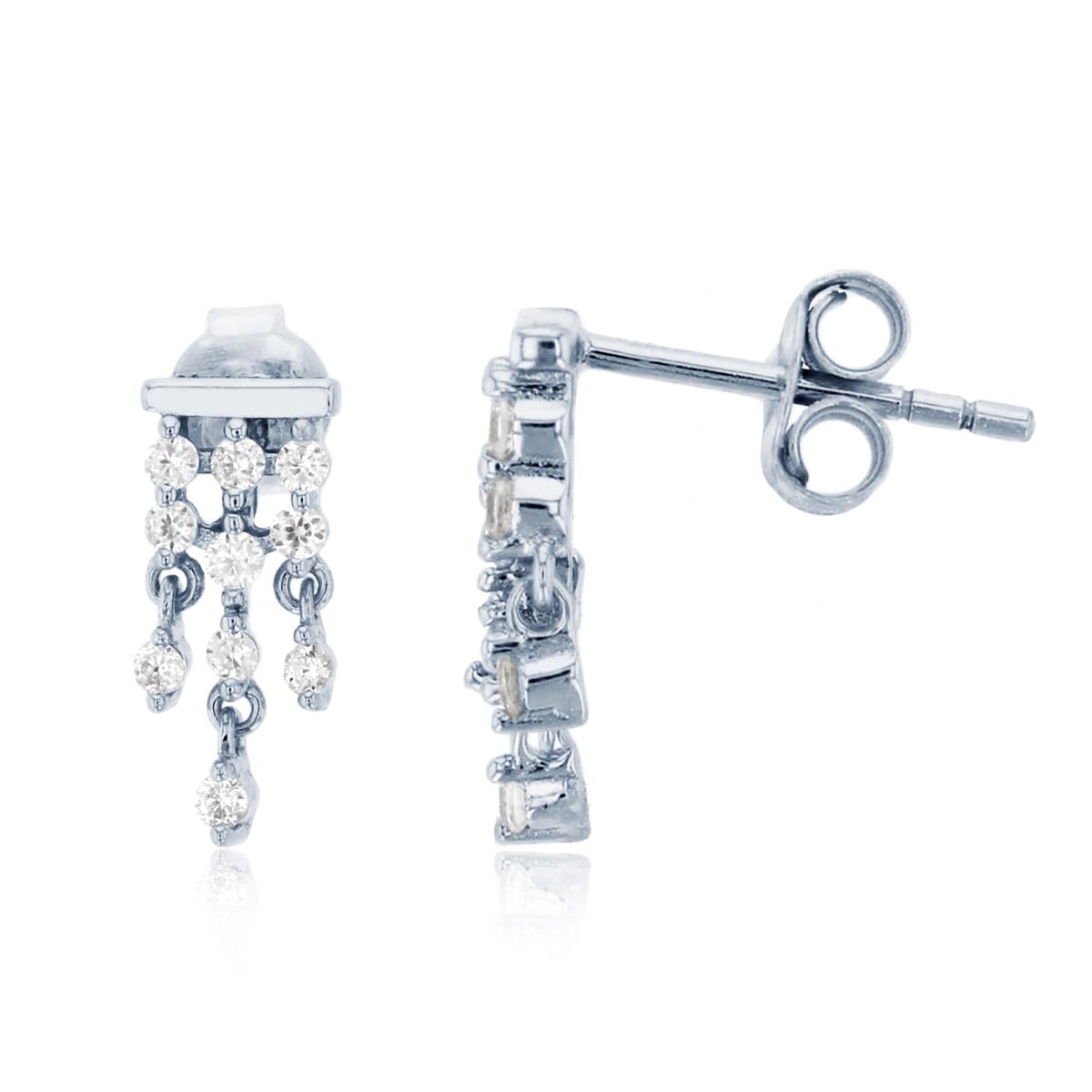 Sterling Silver Rhodium Rnd CZ Chandelier Earring