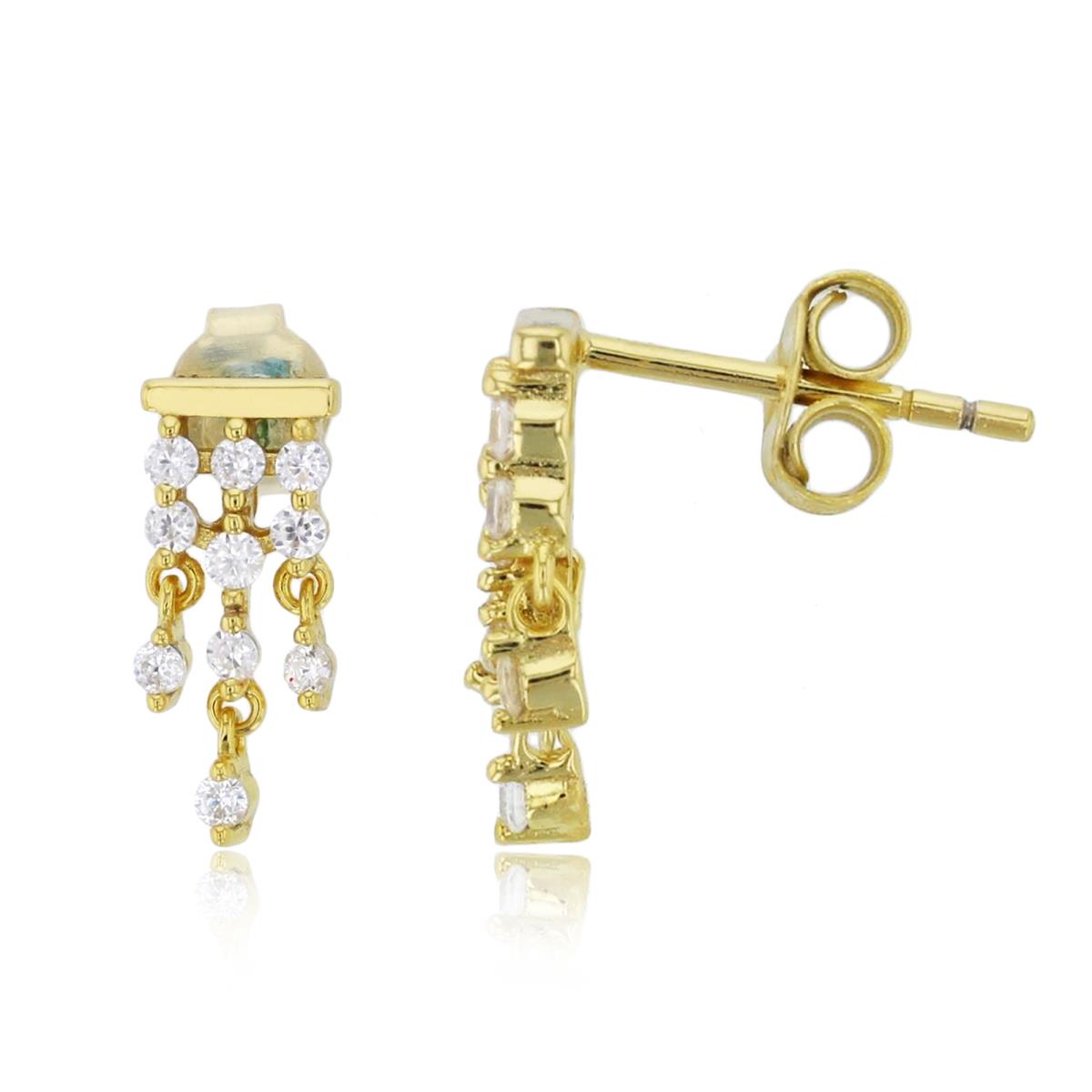 Sterling Silver Yellow Rnd CZ Chandelier Earring