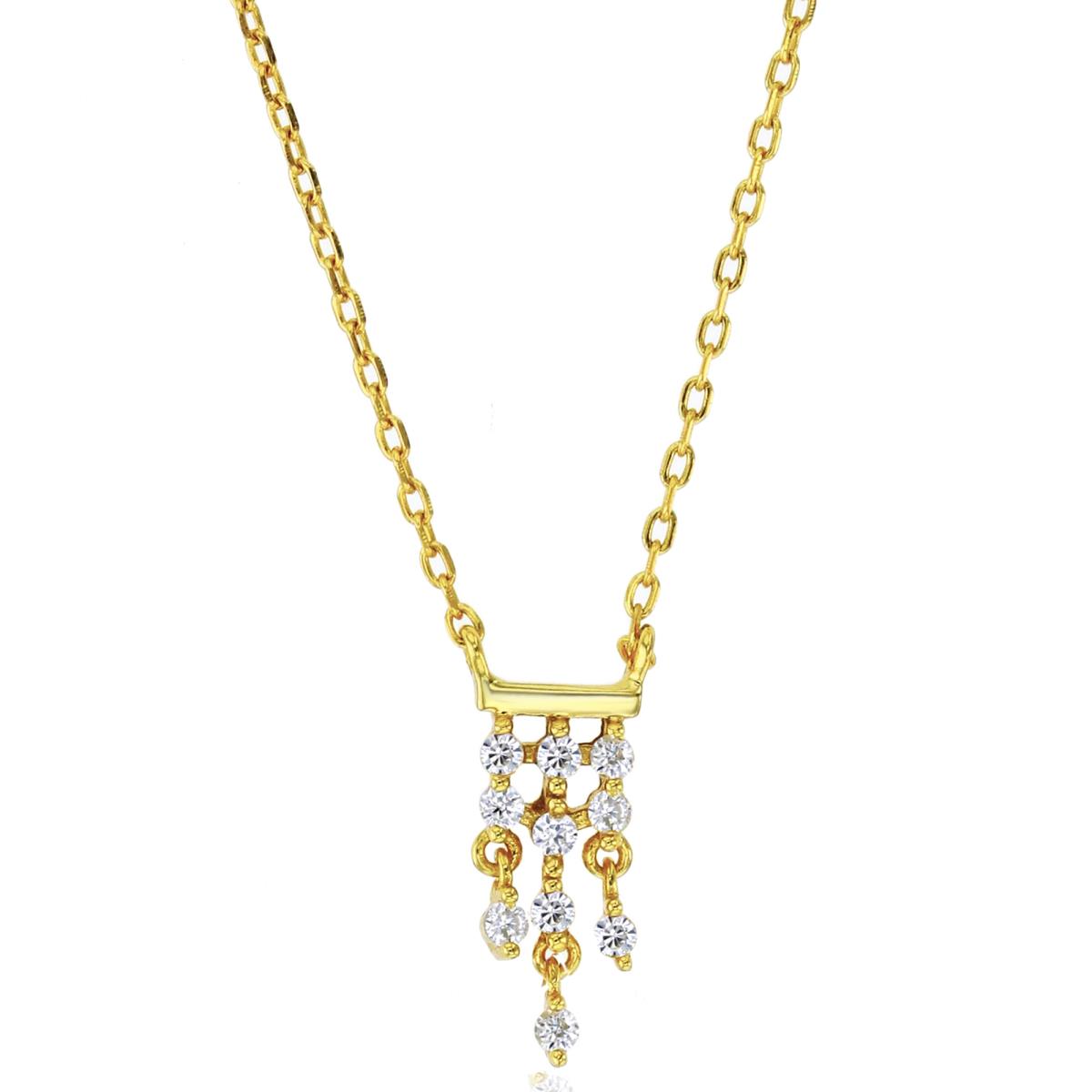 Sterling Silver Yellow Rnd CZ Chandelier 16"+2"Necklace