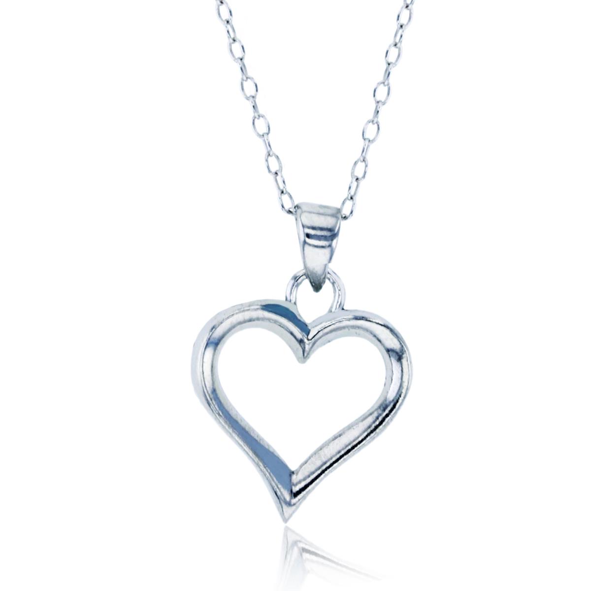 Sterling Silver Rhodium Open Heart 18" Necklace