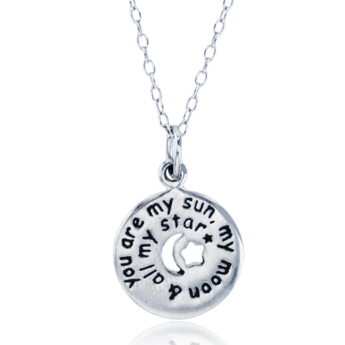 Sterling Silver Rhodium "You are my sun, my moon and all my stars" 18" Necklace