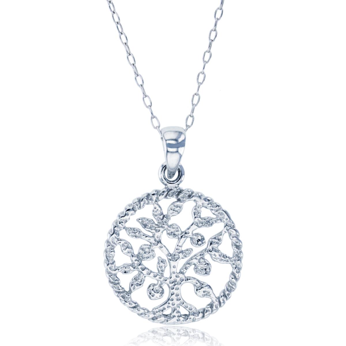 Sterling Silver Rhodium Twist Tree Of Life 18" Necklace