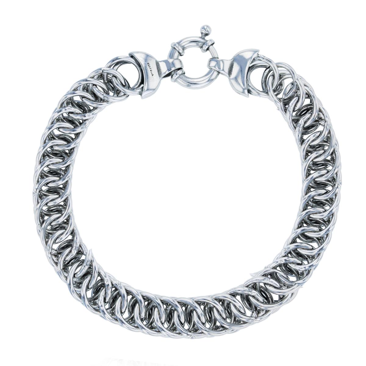 Sterling Silver Rhodium 10mm Interlocking Links 8.5" Bracelet
