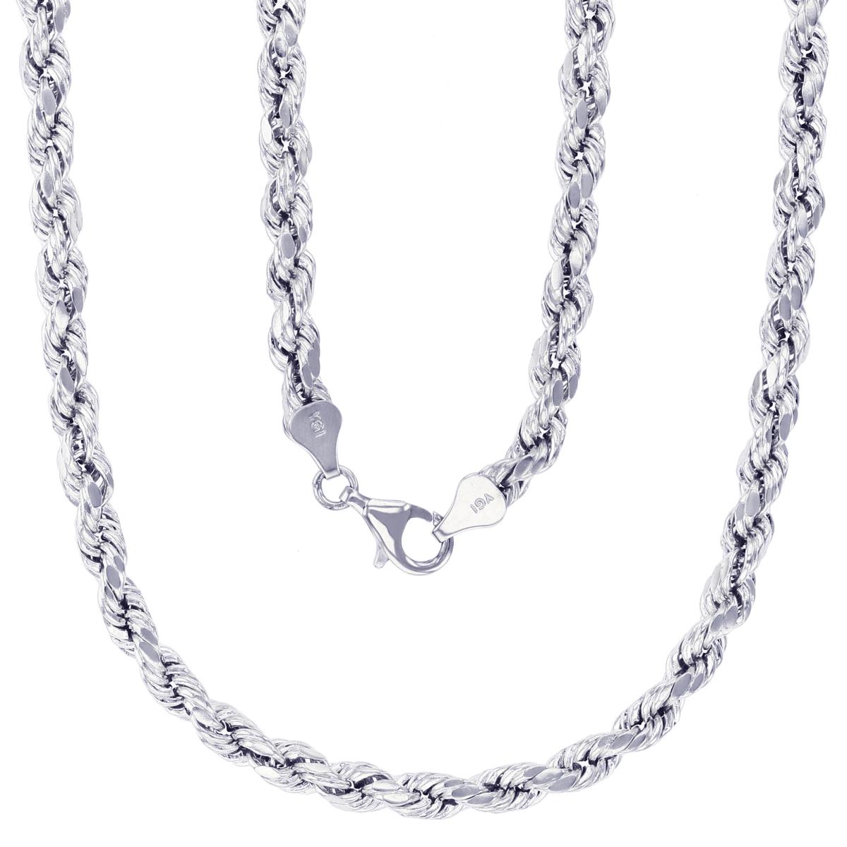 14k White Gold 5mm Solid DC Rope 035 24" Chain
