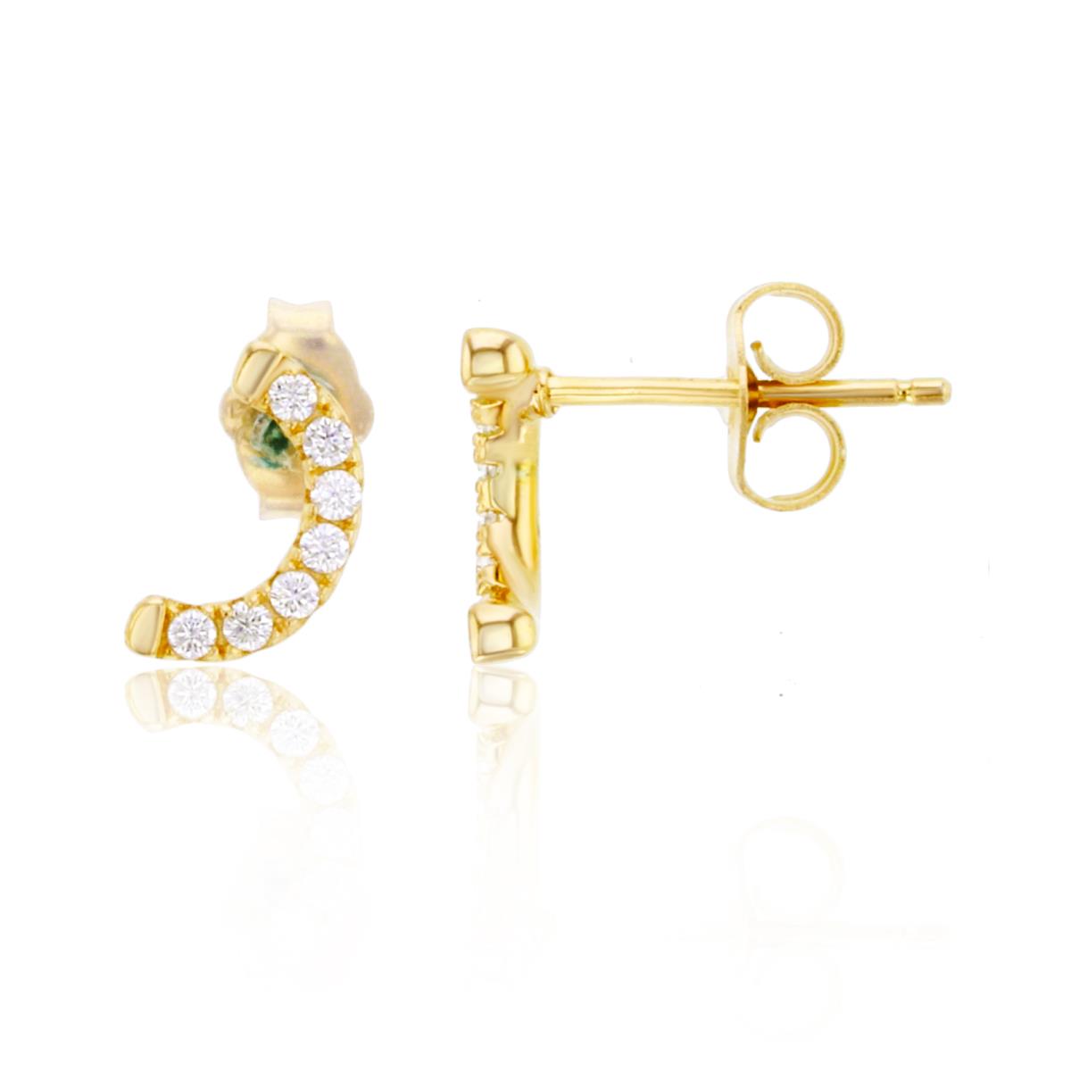 Sterling Silver 1Micron Yellow Gold Rnd CZ Half Moon Studs