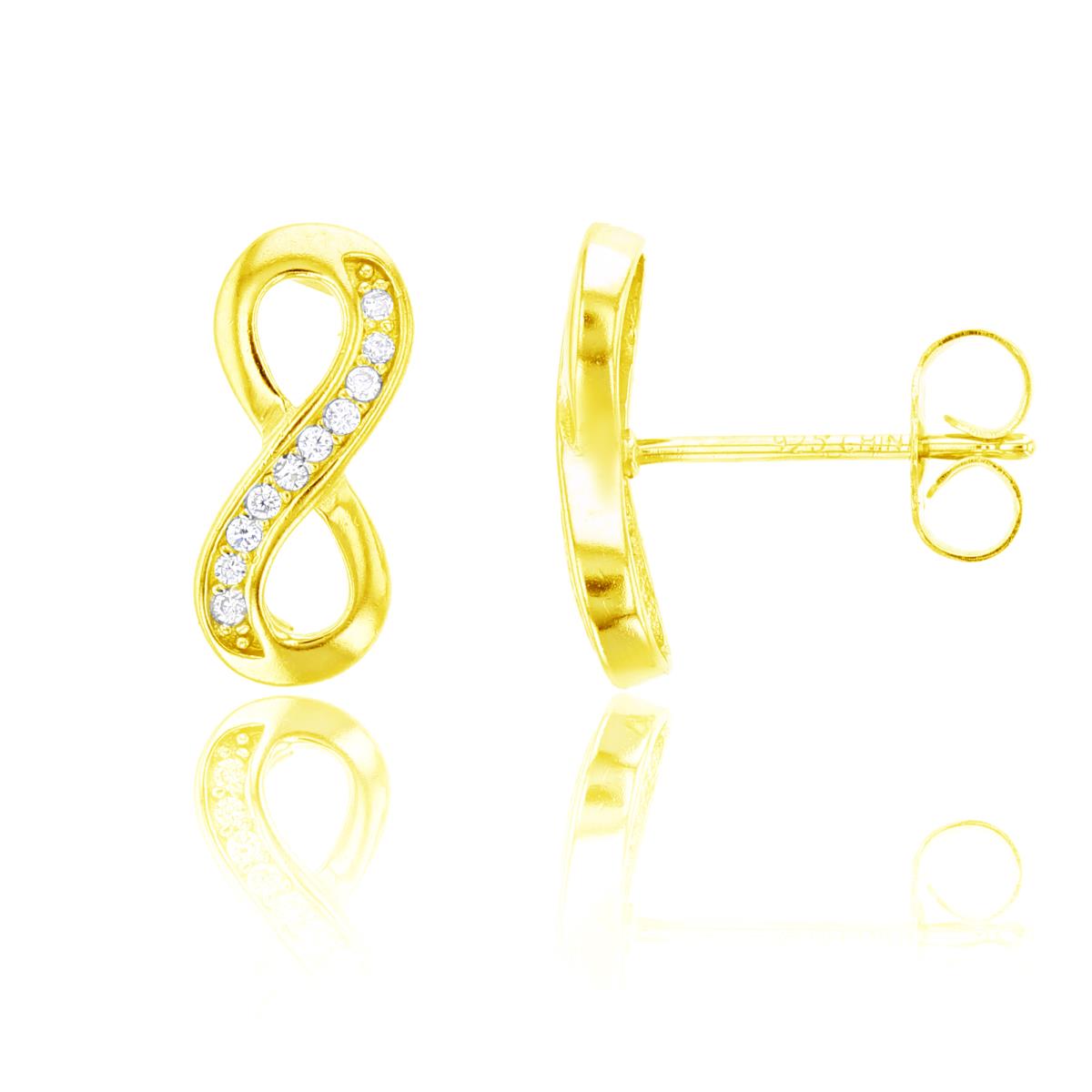 Sterling Silver Yellow 15x6mm Pave Infinity Stud Earring
