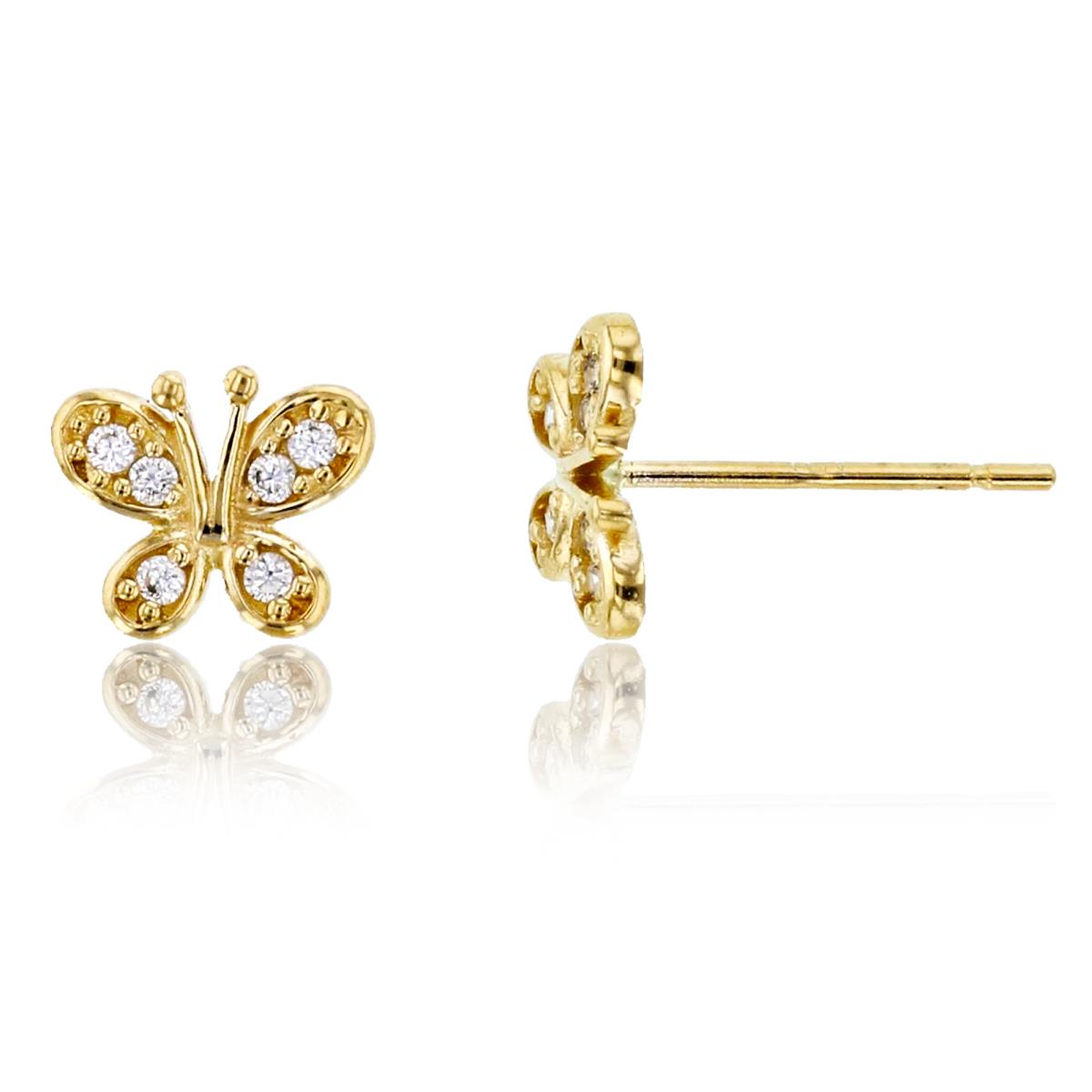 14K Yellow Gold Butterfly Stud Earring with Silicone Back