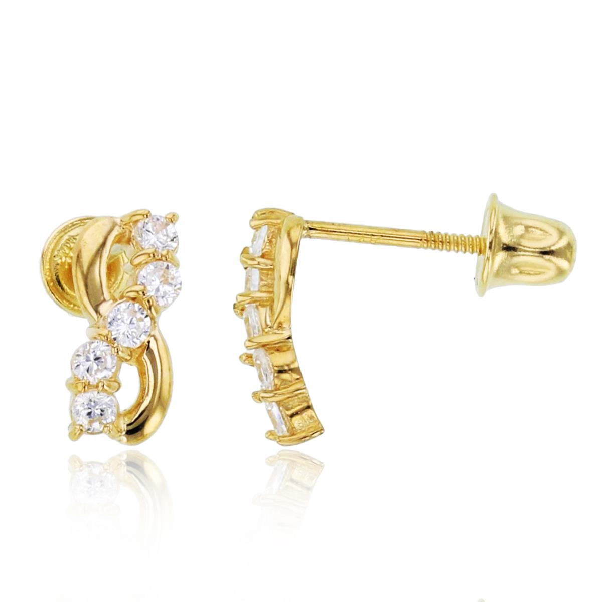 14K Yellow Gold Rnd CZ  Small Infiniti Studs with Screw Backs 