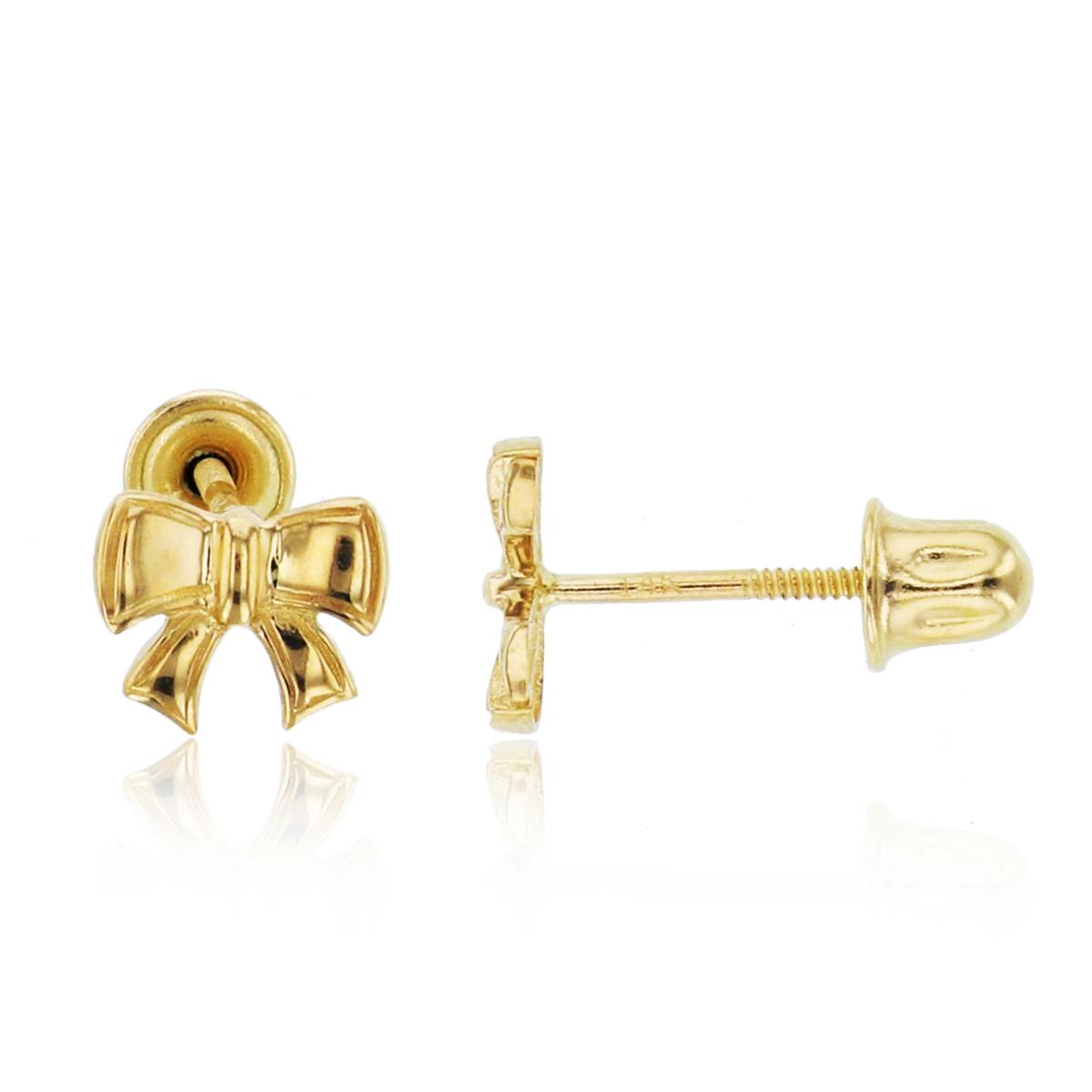 14K Yellow Gold Polished Bow Screwback Stud Earring