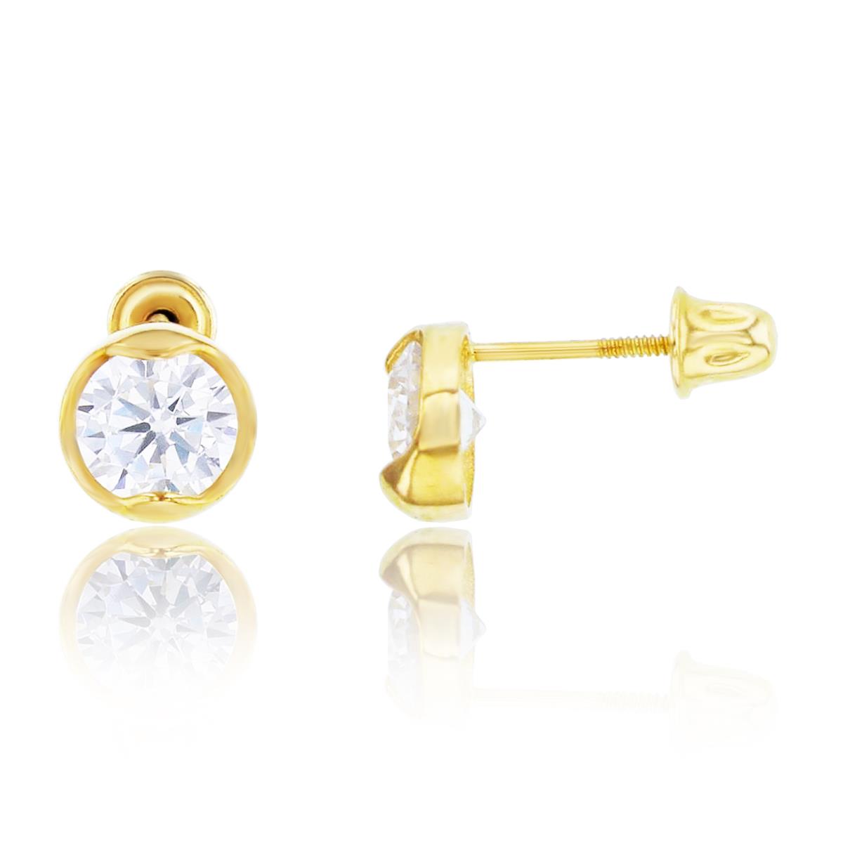 14K Yellow Gold 5mm Round Cut Solitaire Screwback Stud Earring