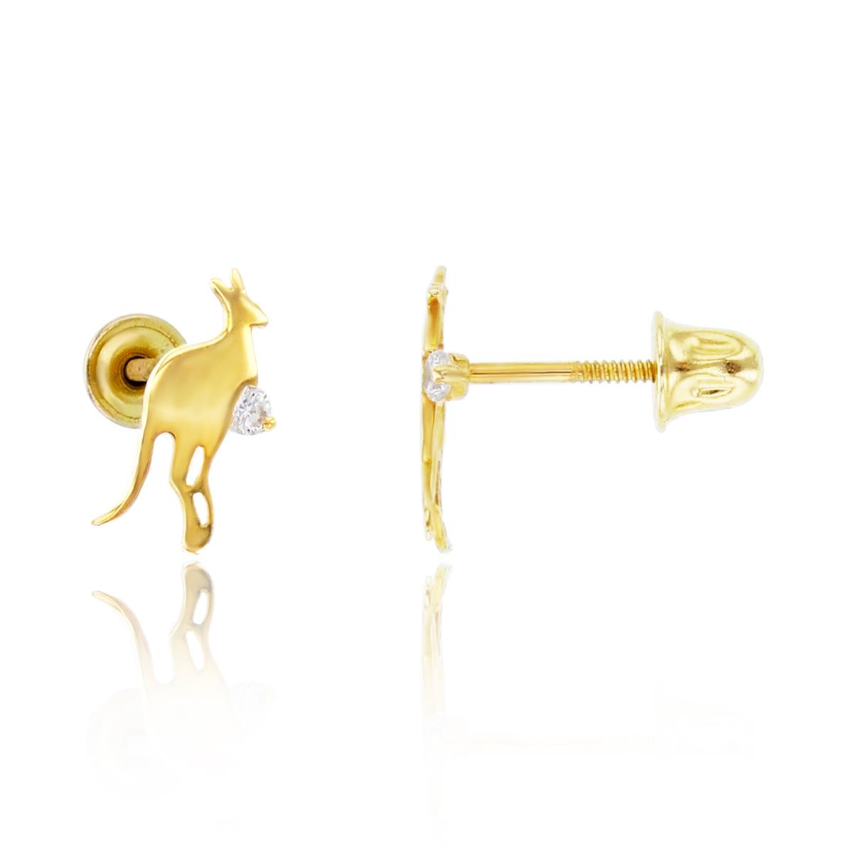 14K Yellow Gold Kangaroo Screwback Stud Earring