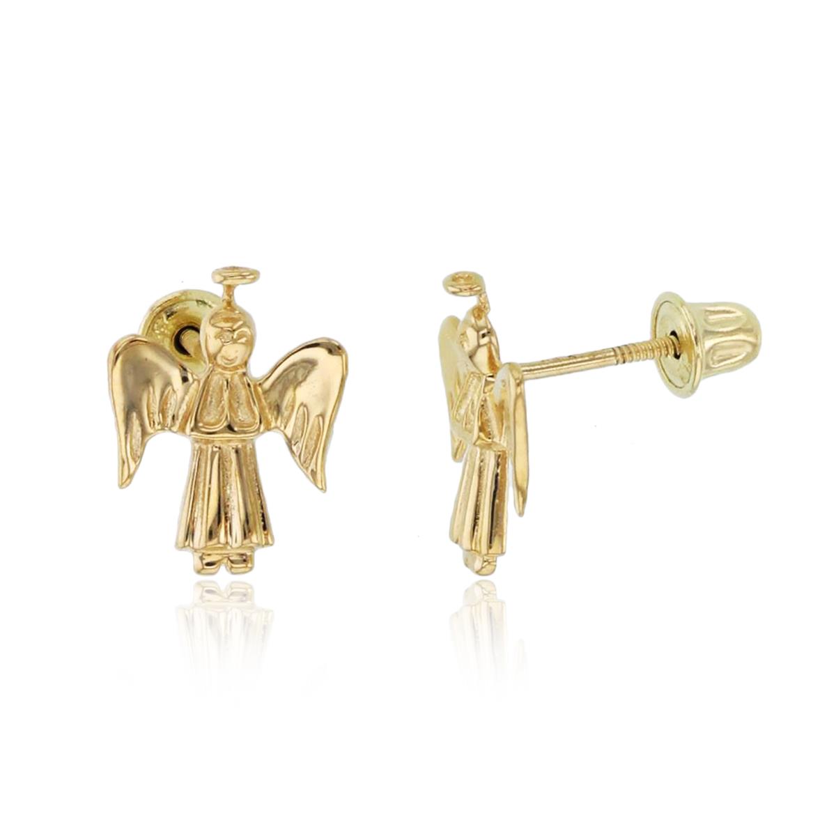 14K Gold Yellow Textured Angel Studs with Screw Backs