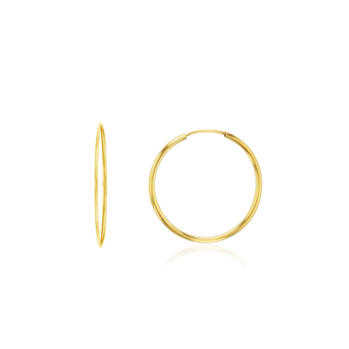 14K Yellow Gold 1.10x35mm Endless Hoop Earring (Single Side/Half Pair)