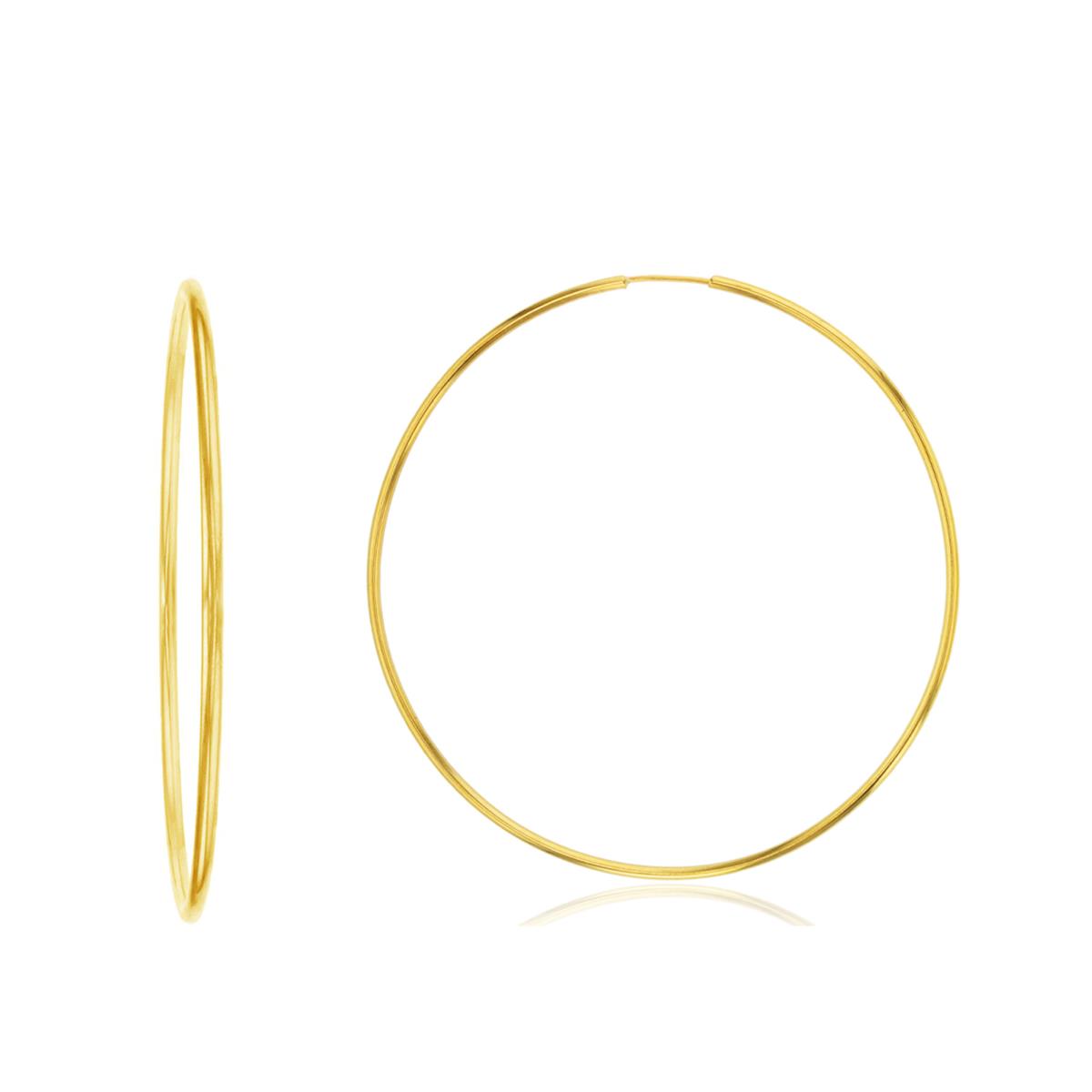 14K Yellow Gold 1.10x70mm Endless Hoop Earring (Single Side/Half Pair)