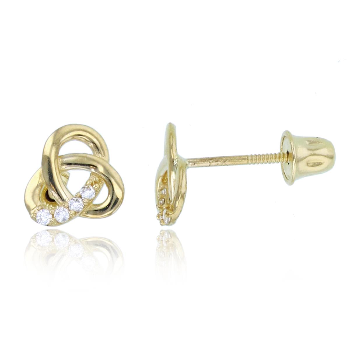 14K Yellow Gold Rnd CZ Celtic Love Knot Studs with Screw Backs