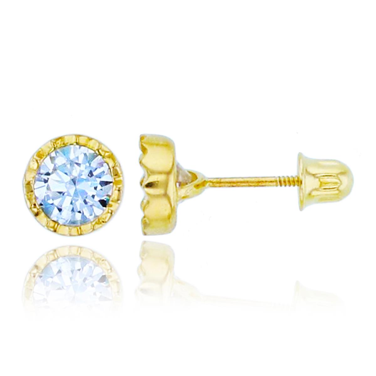 14K Yellow Gold 5mm Round Cut DC Screwback Stud Earring