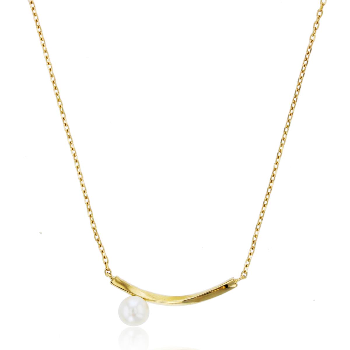14K Yellow Gold 4mm Fresh Water Pearl on Bar 18"+2"ext Necklace