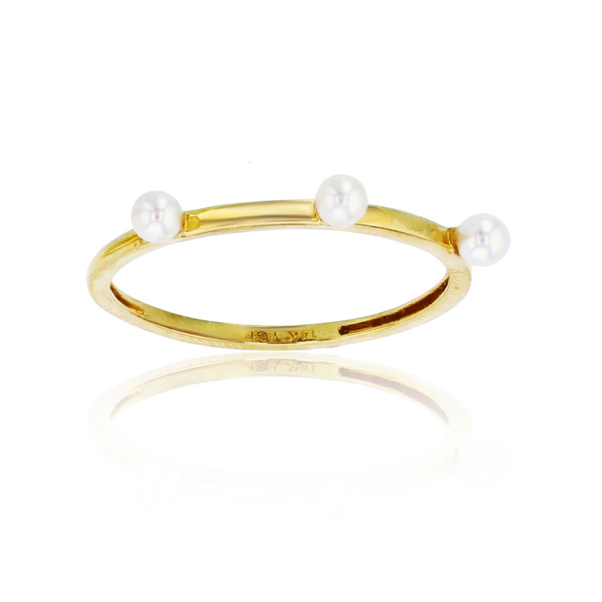14K Yellow Gold 2.5mm Fresh Water Pearls High Polished Band 
