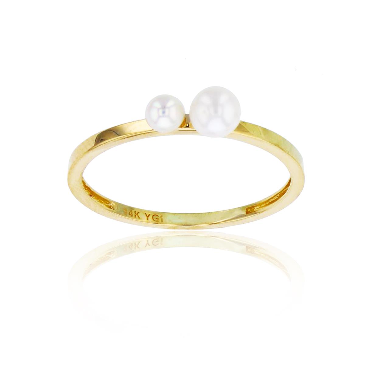 14K Yellow Gold 3mm/4mm Fresh Water Pearls High Polished Band 
