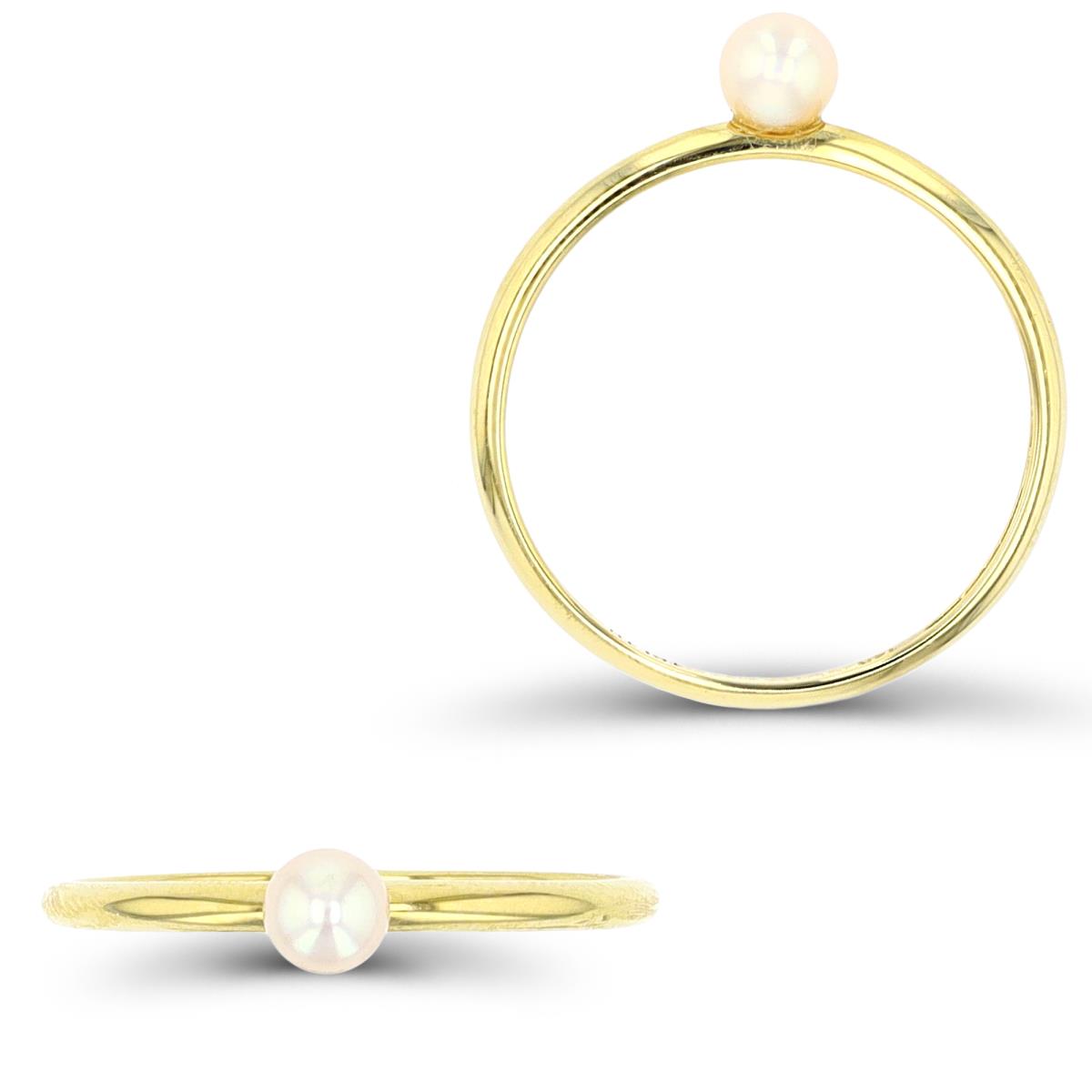14K Yellow Gold 4mm Fresh Water Pearls High Polished Band 