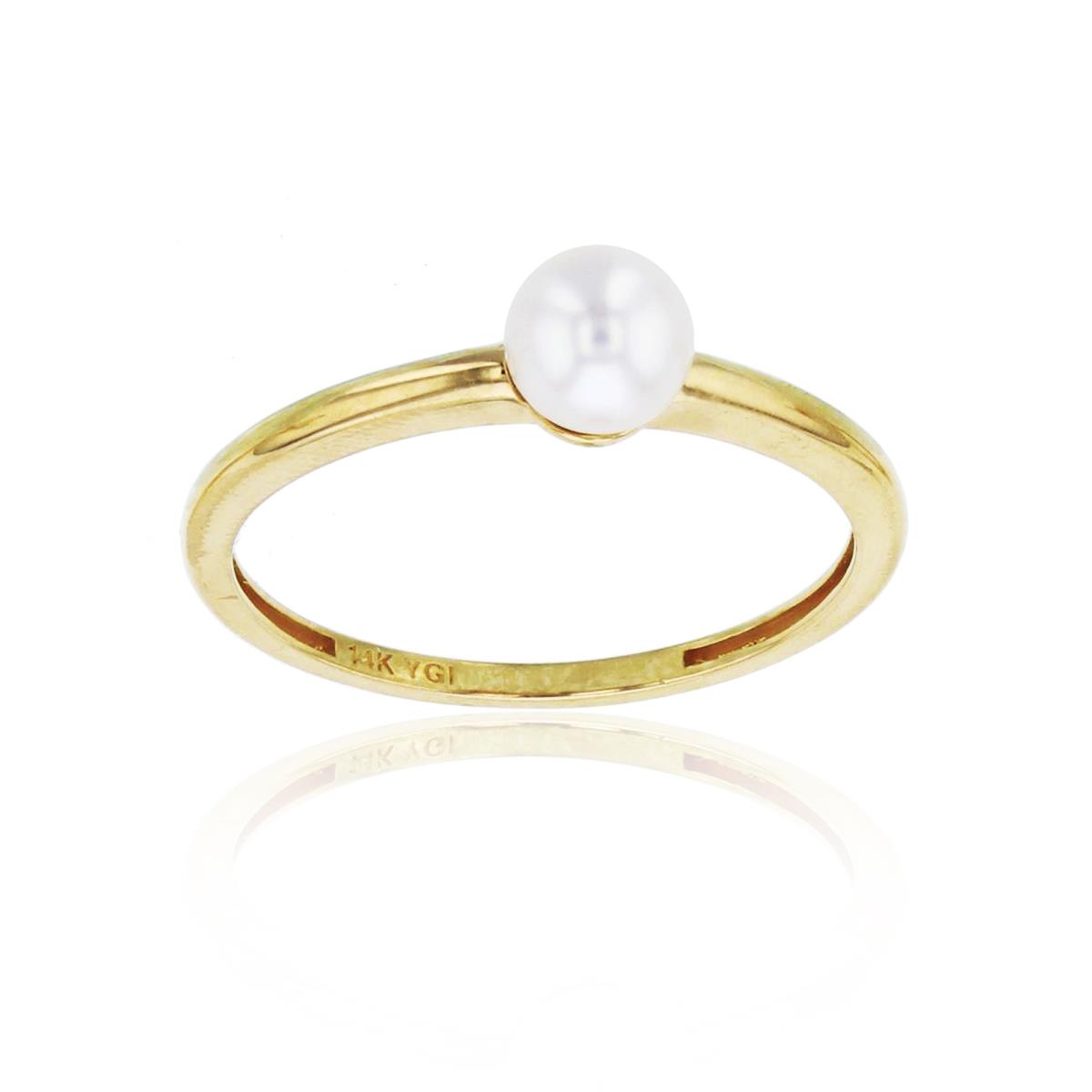 14K Yellow Gold 5mm Fresh Water Pearls High Polished Band 