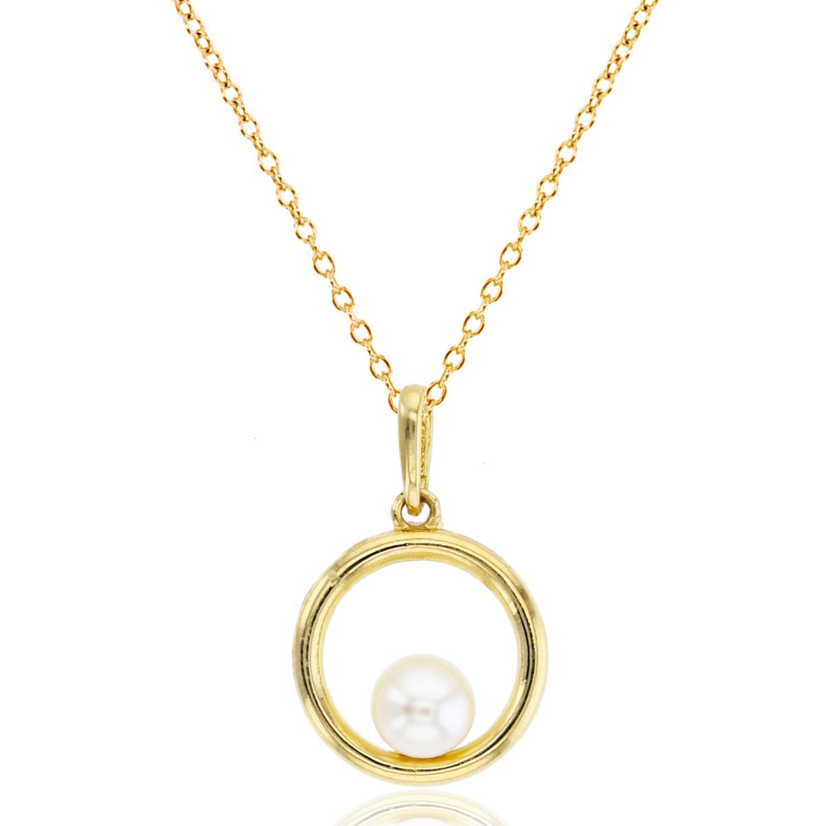 14K Yellow Gold 4mm Fresh Water Pearl in Open Circle 18"Necklace