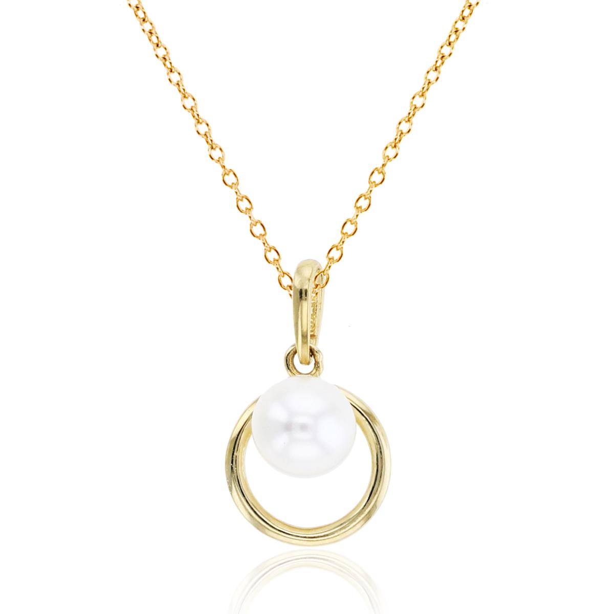 14K Yellow Gold 5mm Fresh Water Pearl in Open Circle 18"Necklace