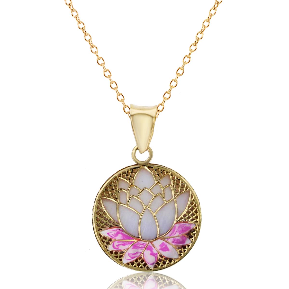 14K Yellow Gold Lily Flower 18" 020 Rolo Necklace