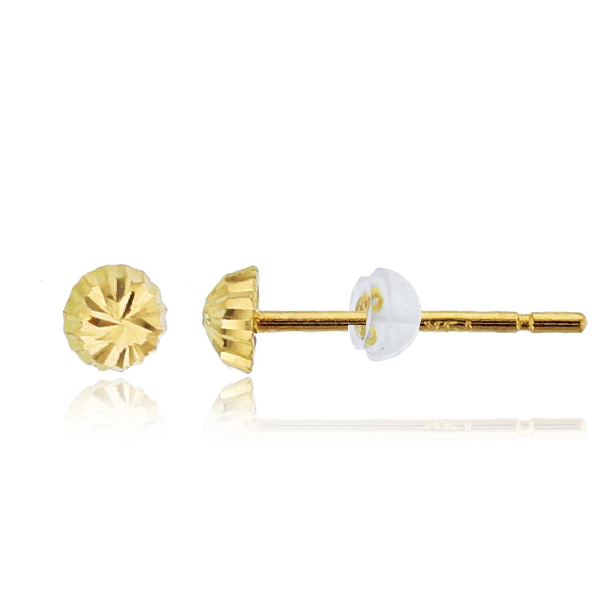 14K Yellow Gold 3mm DC Round Studs with Silicone Backs