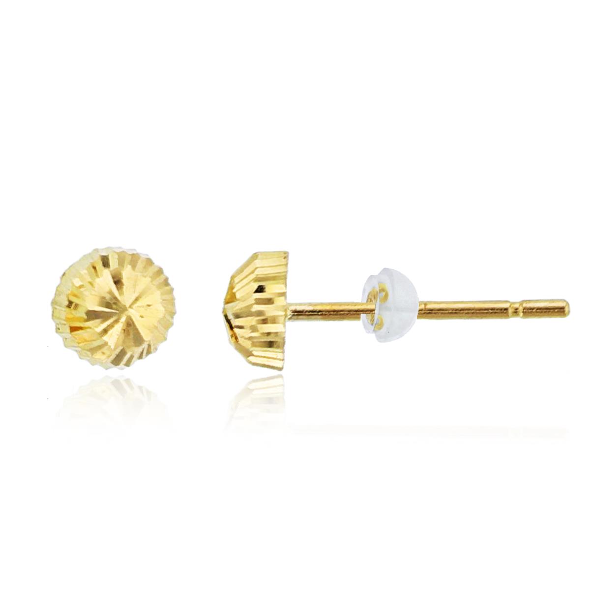 14K Yellow Gold 4mm DC Round Studs with Silicone Backs