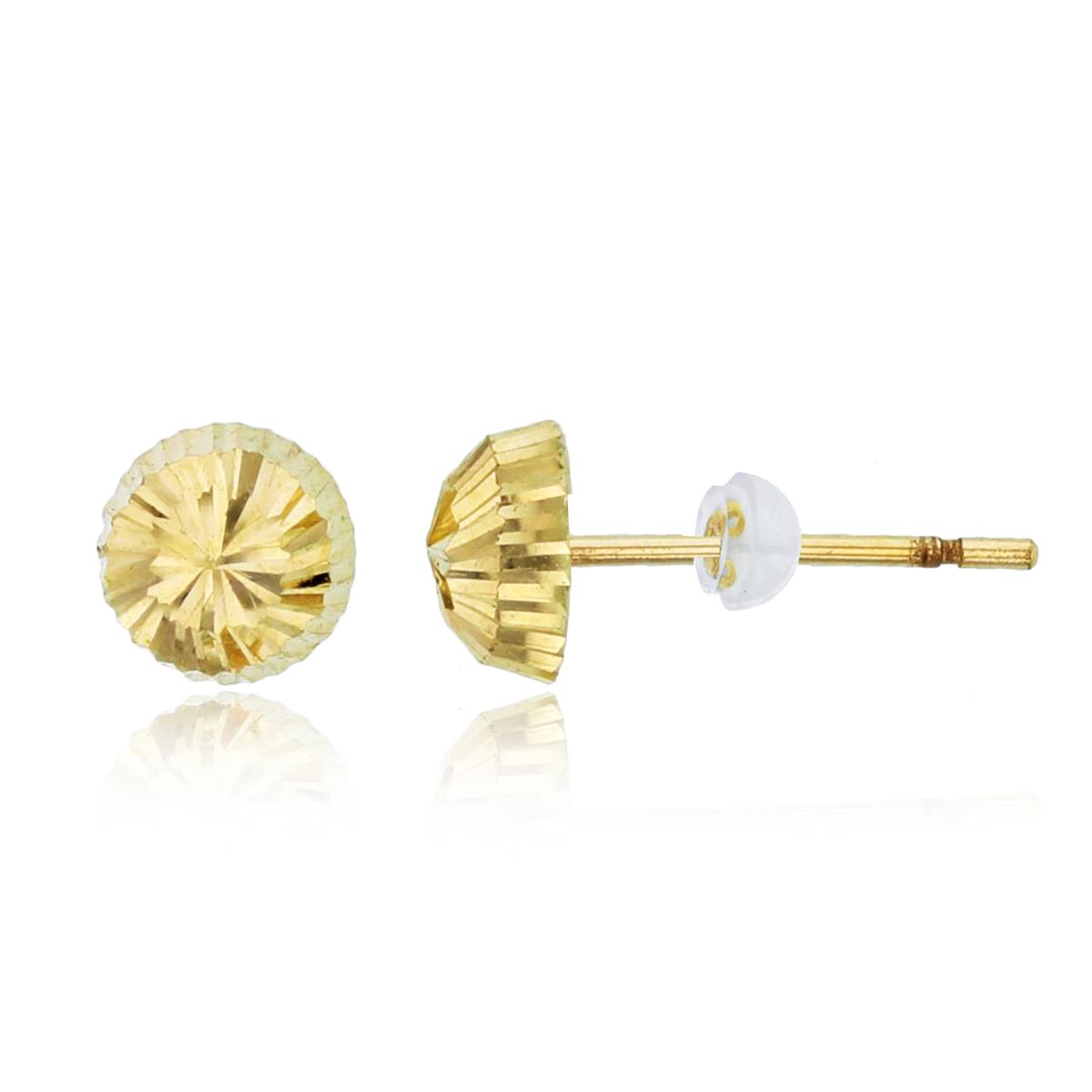 14K Yellow Gold 5mm DC Round Studs with Silicone Backs