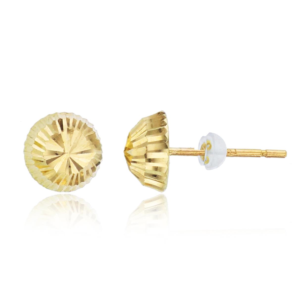 14K Yellow Gold 6mm DC Round Studs with Silicone Backs