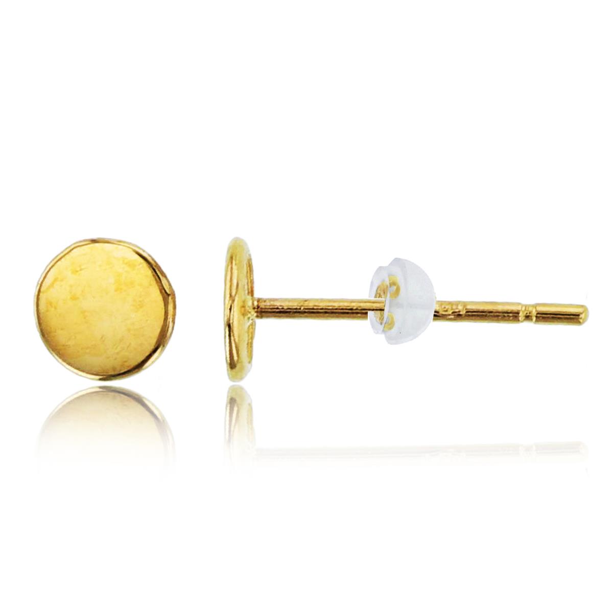 14K Yellow Gold 4mm High Polished Circle Studs with Silicone Backs