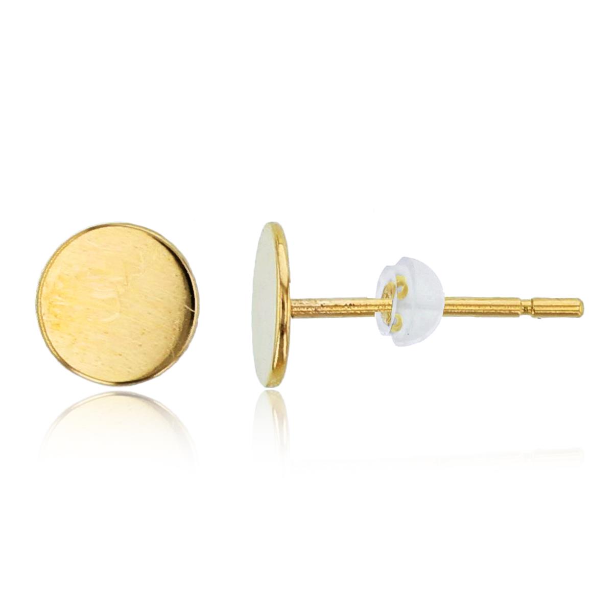 14K Yellow Gold 5mm High Polished Circle Studs with Silicone Backs