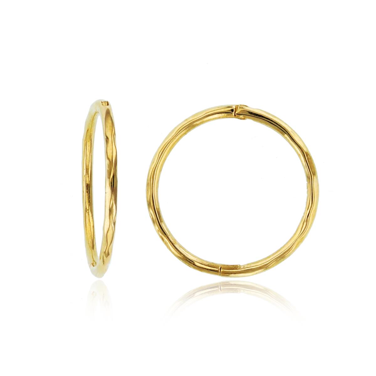 14K Yellow Gold Diamond Cut Tubing Huggie Earrings