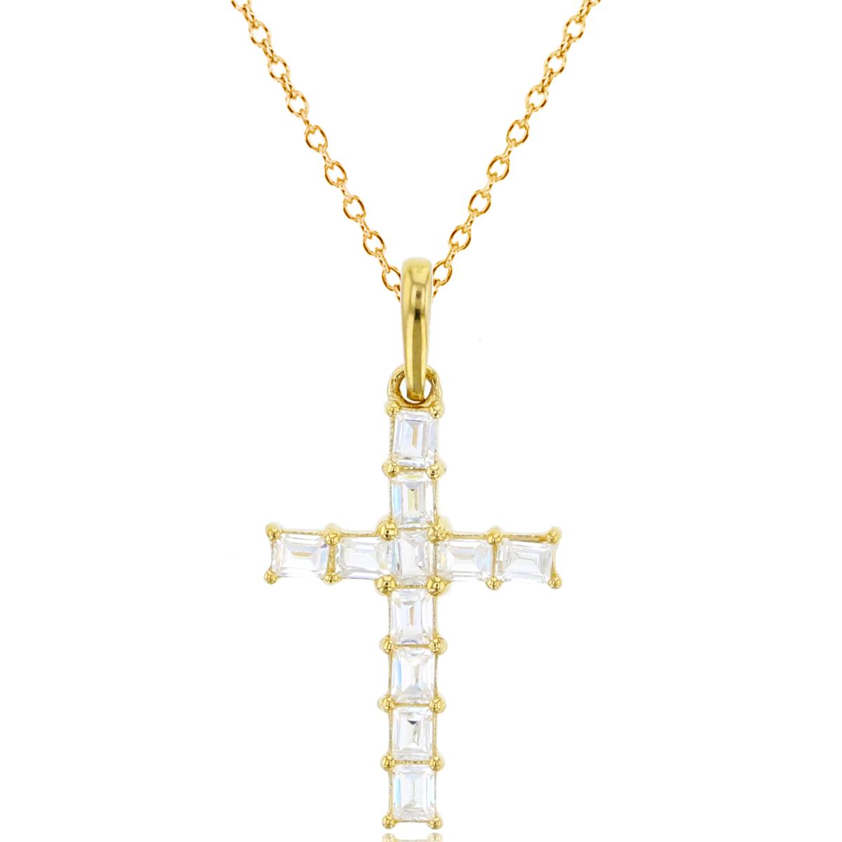14K Yellow Gold SB-shape CZ Cross 18"Necklace