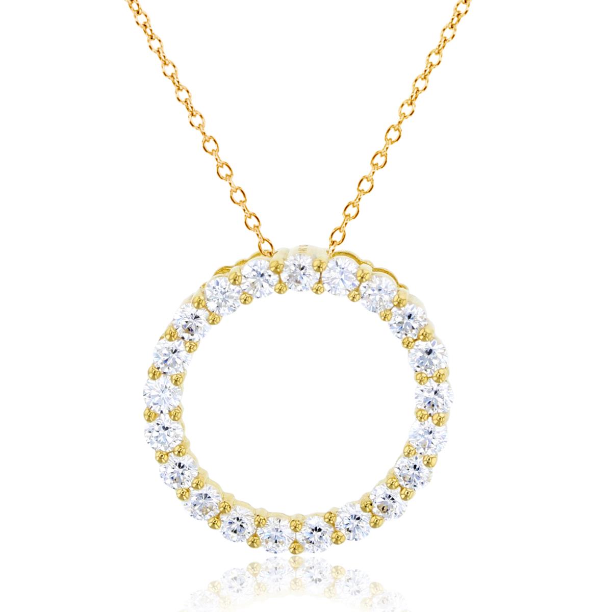 14K Yellow Gold Rnd CZ Open Circle 18"Necklace