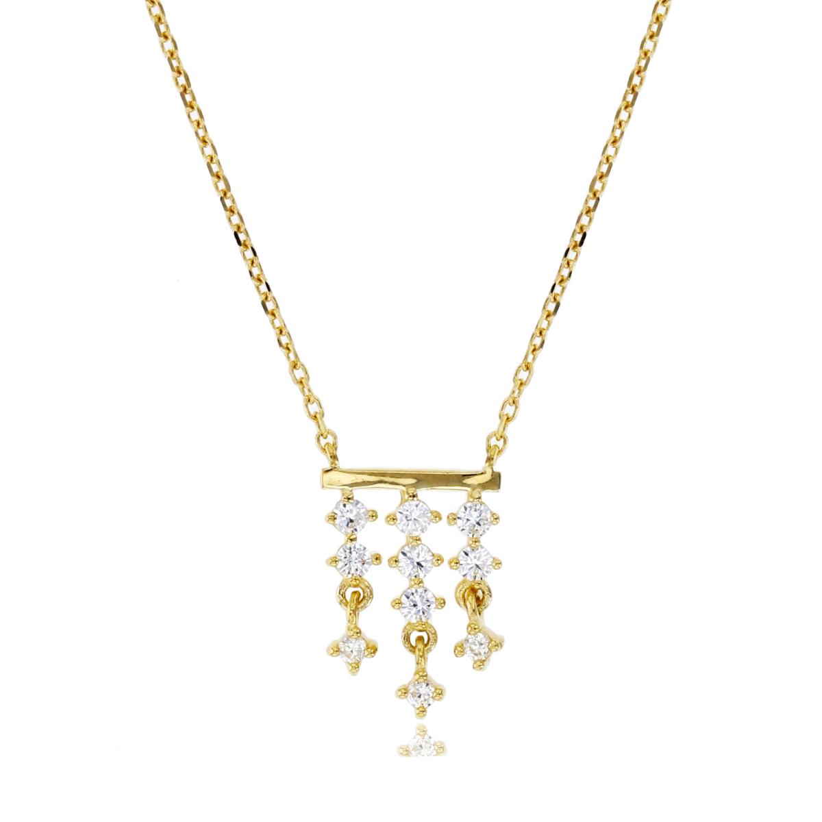 14K Yellow Gold Rnd CZ Scattered 16"+2"Necklace